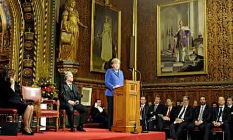 a photo of Angela Merkel at the UK Parliament